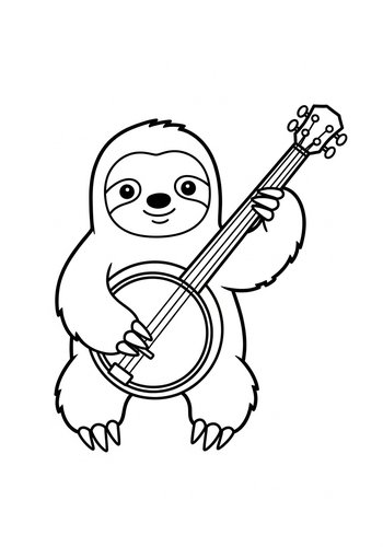 Musical Sloth Coloring Page