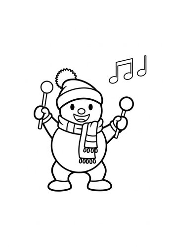 Musical Snowman Coloring Page