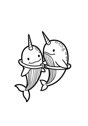 Narwhal Buddies Coloring Page For Kids