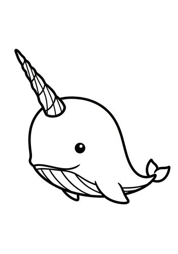 Narwhal Coloring Page: Whimsical Ocean Creature