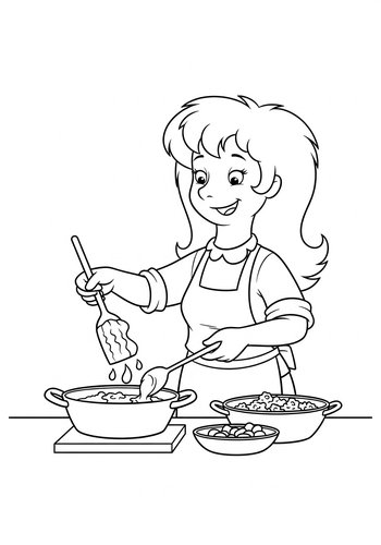 Naveen Cooking Gumbo With Mama Odie - Coloring Page Fun