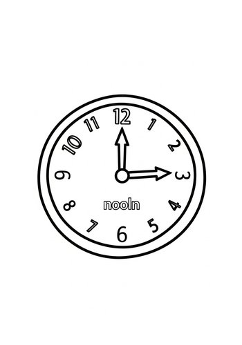 Coloring Page: Noon Clock Coloring Page: Learn Time