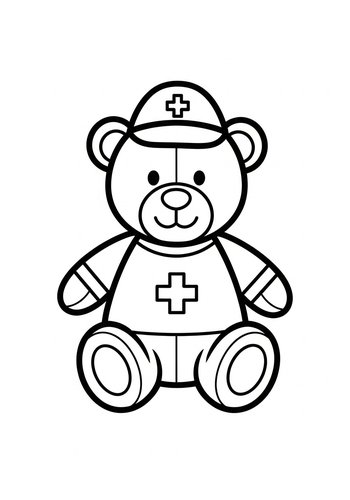 Nurse Bear Coloring Page