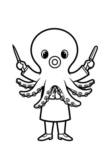 Octopus Conductor Coloring Page: Ready To Orchestrate