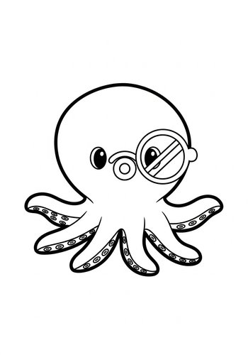 Octopus With Monocle Coloring Page