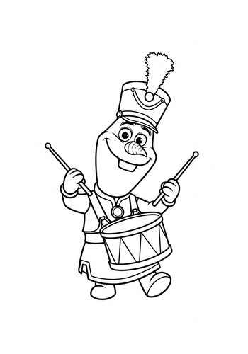 Coloring Page: Olaf Playing Drums In A Marching Band - Coloring Page