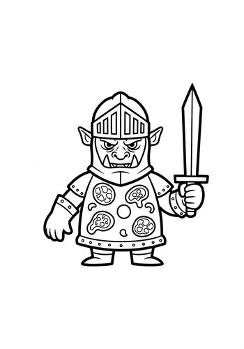 Orc Knight Coloring Page: Fantasy Adventure