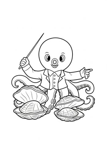 Orchestra Octopus Coloring Page: Deep Sea Symphony
