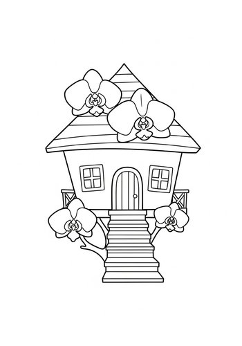 Orchid House Coloring Page: A Floral Home Delight