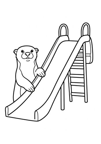 Otter's Sliding Adventure - Coloring Page Fun