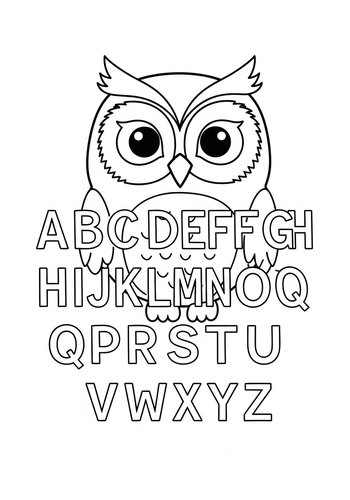 Owl Alphabet Coloring Page For Kids