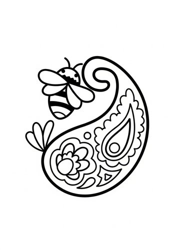 Paisley Bee Coloring Page: Nature's Elegance