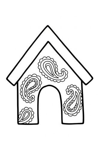 Paisley Patterned Doghouse Coloring Page