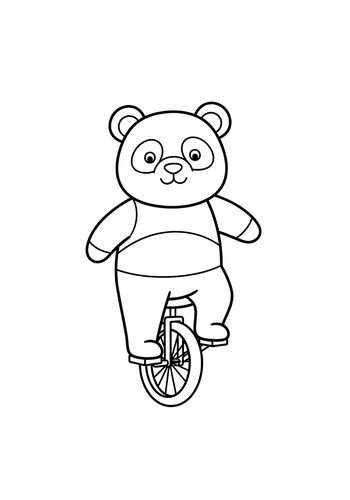 Panda On A Unicycle - Coloring Page Fun