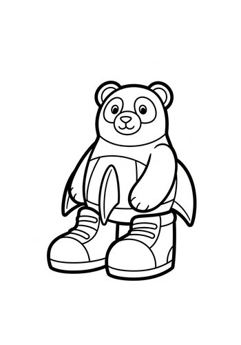 Panda With Shoes Coloring Page For Kids