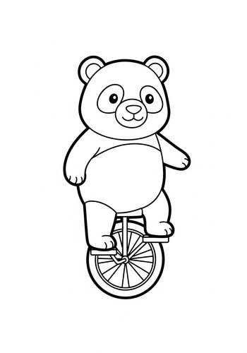 Panda's Unicycle Adventure: A Coloring Page
