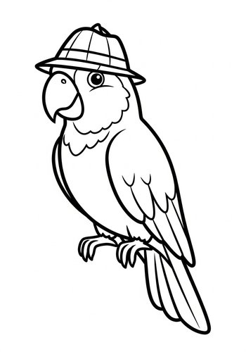 Parrot Explorer Coloring Page: Adventurous Bird Art