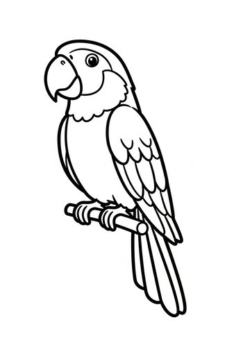 Parrot On A Perch - Coloring Page Fun