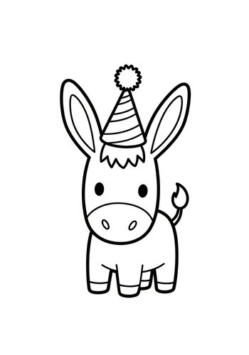 Party Donkey Coloring Page For Kids
