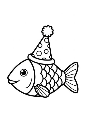 Party Fish Coloring Page For Kids