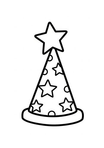 Party Hat Coloring Page: Starry Celebration