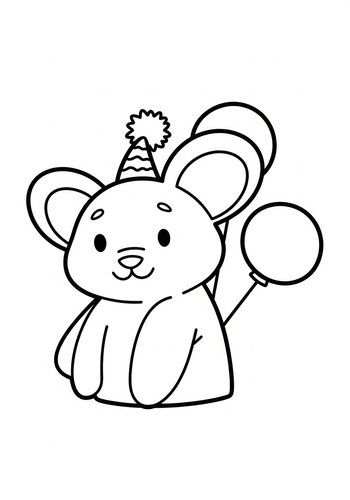 Party Mouse Coloring Page