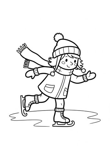 Pascal Ice-skating On A Frozen Pond Coloring Page