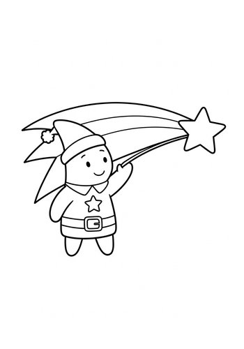Coloring Page: Patrick Star Making A Wish On A Shooting Star Coloring Page