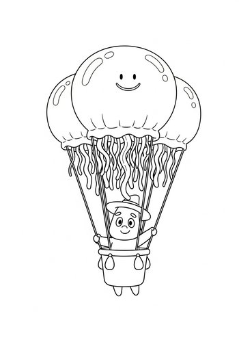 Patrick Star's Jellyfish Balloon Adventure: A Coloring Page