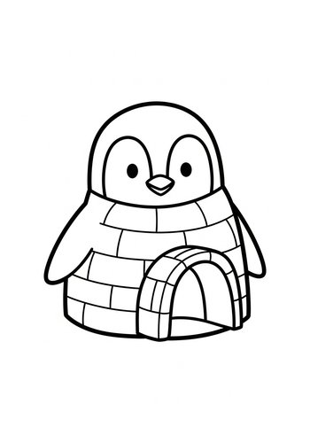 Penguin Igloo Coloring Page