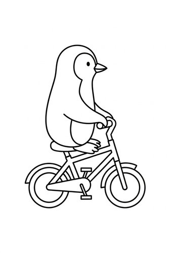 Penguin On A Bike Coloring Page