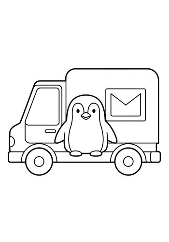 Penguin Postman Coloring Page