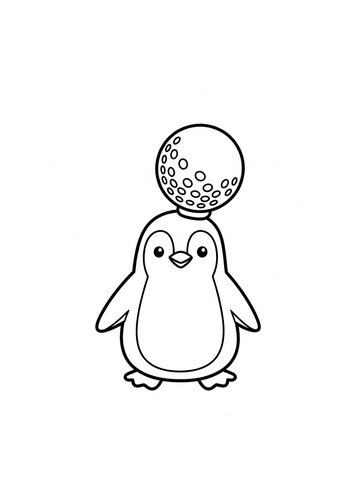 Penguin With Golf Ball Coloring Page