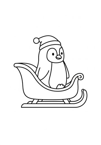Coloring Page: Penguin's Christmas Sleigh Ride - Coloring Page