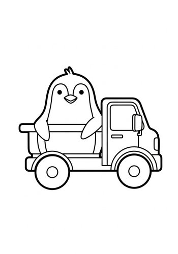 Coloring Page: Penguin's Road Trip: A Coloring Adventure