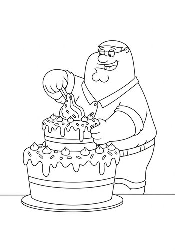 Peter Griffin Baking A Giant Cake Coloring Page