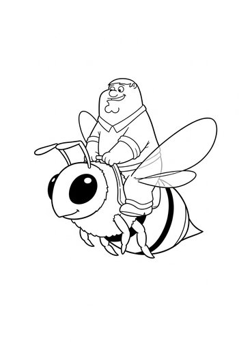 Coloring Page: Peter Griffin Riding A Giant Bumblebee Coloring Page