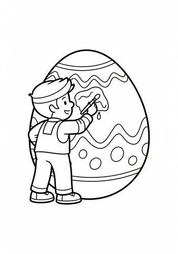 Peter Painting A Mural On A Giant Easter Egg: Coloring Page Fun