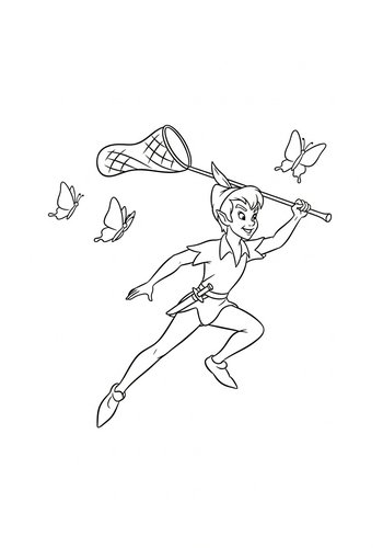 Peter Pan Chasing Butterflies With A Net: A Coloring Adventure