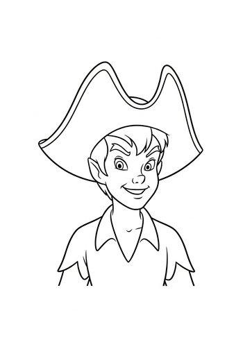 Coloring Page: Peter Pan Wears Pirate Hat: Coloring Page Fun