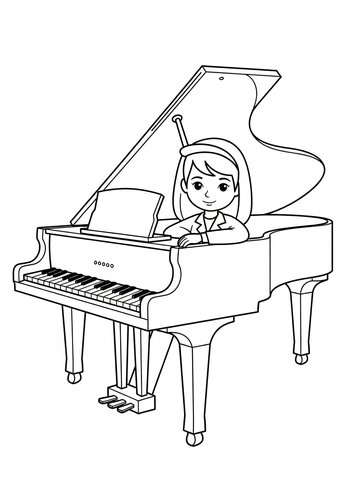 Piano Player Coloring Page