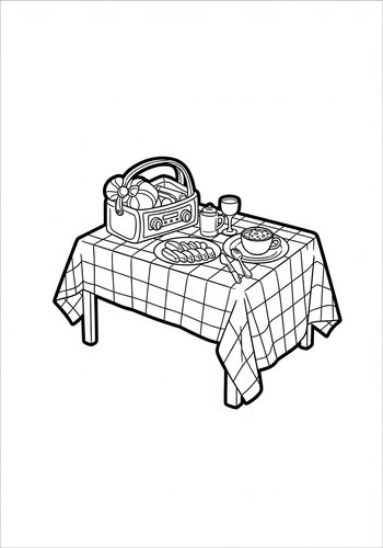 Picnic Table Coloring Page: A Delightful Scene