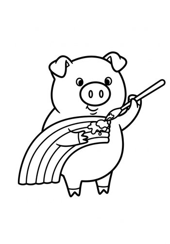 Pig Artist Coloring Page