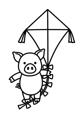Piggy's Kite Day Coloring Page