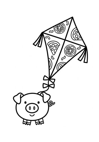 Piggy's Pizza Kite: A Whimsical Coloring Adventure