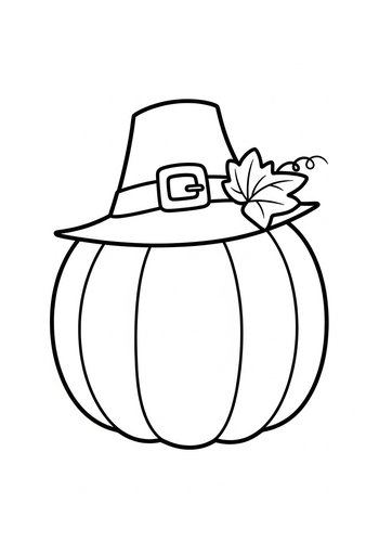 Pilgrim Pumpkin Coloring Page