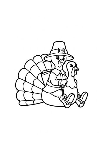 Pilgrim Turkey Coloring Page: Thanksgiving Fun