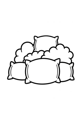 Pillow Pile Coloring Page - Dreamy Fun