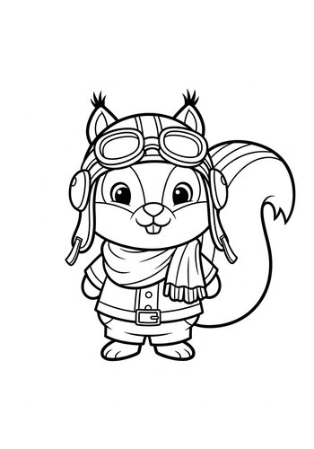Pilot Squirrel Coloring Page
