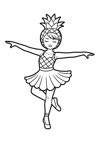 Pineapple Ballerina Coloring Page